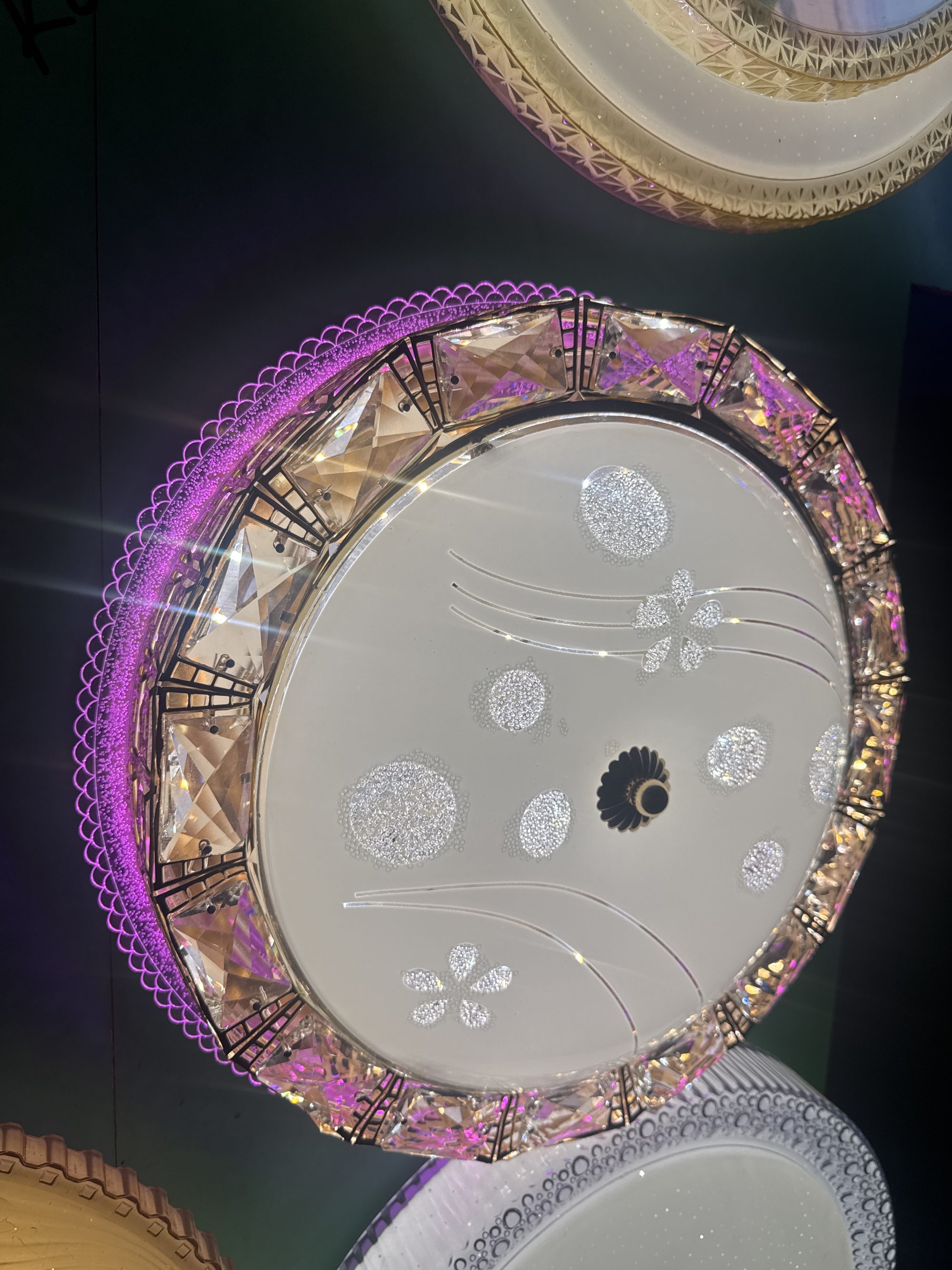 Ceiling Linght Pink Glass Gold Ring — Kislights Uganda