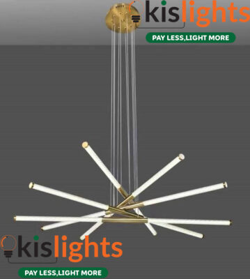 Gold LED sputnik-style chandelier